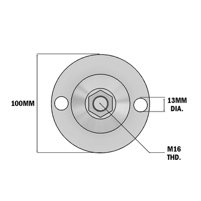 30-M16D100M-1 MODULAR SOLUTIONS FOOT PAD - 100MM X M16 - METAL CLAD NBR ANTI-SLIP PAD